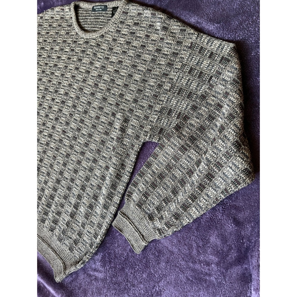 Vtg Made in Italy 100% Merino Wool Luxury Grandpa Crewneck Sweater Preppy Mens M - Picture 9 of 9